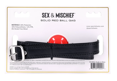 Sex and Mischief Solid Ball Gag - Red