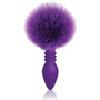 The 9's Cottontails Silicone Bunny Tail Butt Plug - Ribbed Purple