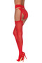 Pantyhose With Garters - One Size - Red