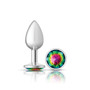 Rainbow Round Gem Silver Metal Plug - Sm