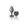 Rainbow Heart Gem Gunmetal Metal Plug - Sm