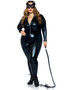 Lame Zipper Front Catsuit - 3x/4x - Black