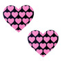 Pink Heart Neon Valentines Black Glitter Heart Nipple Cover Pasties