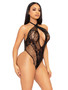 Keyhole Crossover Halter Teddy O/s - Black