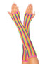 Rainbow Net Fingerless Arm Warmer Gloves - One Size - Multicolor