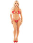 Red 2pc Heart Open Cup Bra and Dual G-String - Os