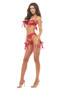 Find Out Bra, Garter and G-String 3pc Set - Red - M/l