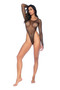 Essential Fishnet Long Sleeve Bodysuit - Os - Black