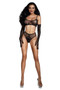 Lace Bralette Set With Gloves - Os - Black