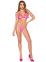 2 Pc Rhinestone Heart Fishnet Bra Top and G-String - Os - Neon Pink