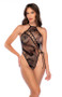 Snake Halter Fishnet Bodysuit - Os - Black