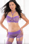 3 Piece Fishnet Boyshort Lingerie Garter Set and Stockings - Os - Orchid Haze