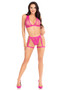 2 Pc Deep-v Lace Bra Top With Cross Back Detail and Panty With Attached Garters - Os - Magenta