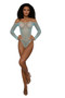 Rhinestone Off Shoulder Bodystocking - Os - Agate