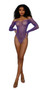 Rhinestone Off Shoulder Bodystocking - Os - Ultra Violet