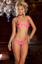 2pc Peek-a-Boo Bra and Crotchless Thong - Medium/large - Pink