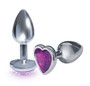 The 9's the Silver Starter Heart Bejeweled Stainless Steel Plug - Violet
