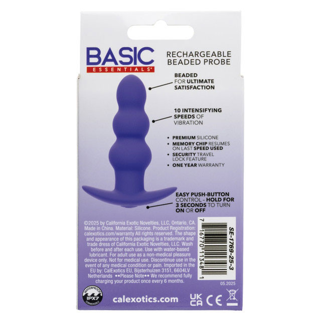 Basic Essentials Rechargeable Beaded Probe - Purple