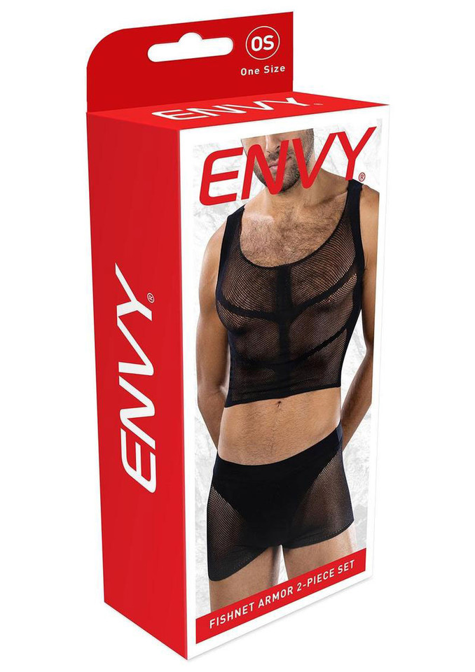Fishnet Armor 2 Piece Set - Os - Black