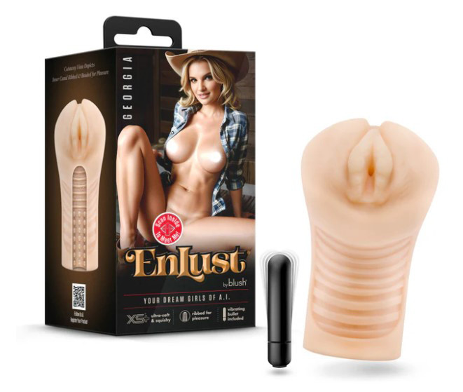 Enlust Georgia Male Masturbator With Bullet Vibrator - Beige