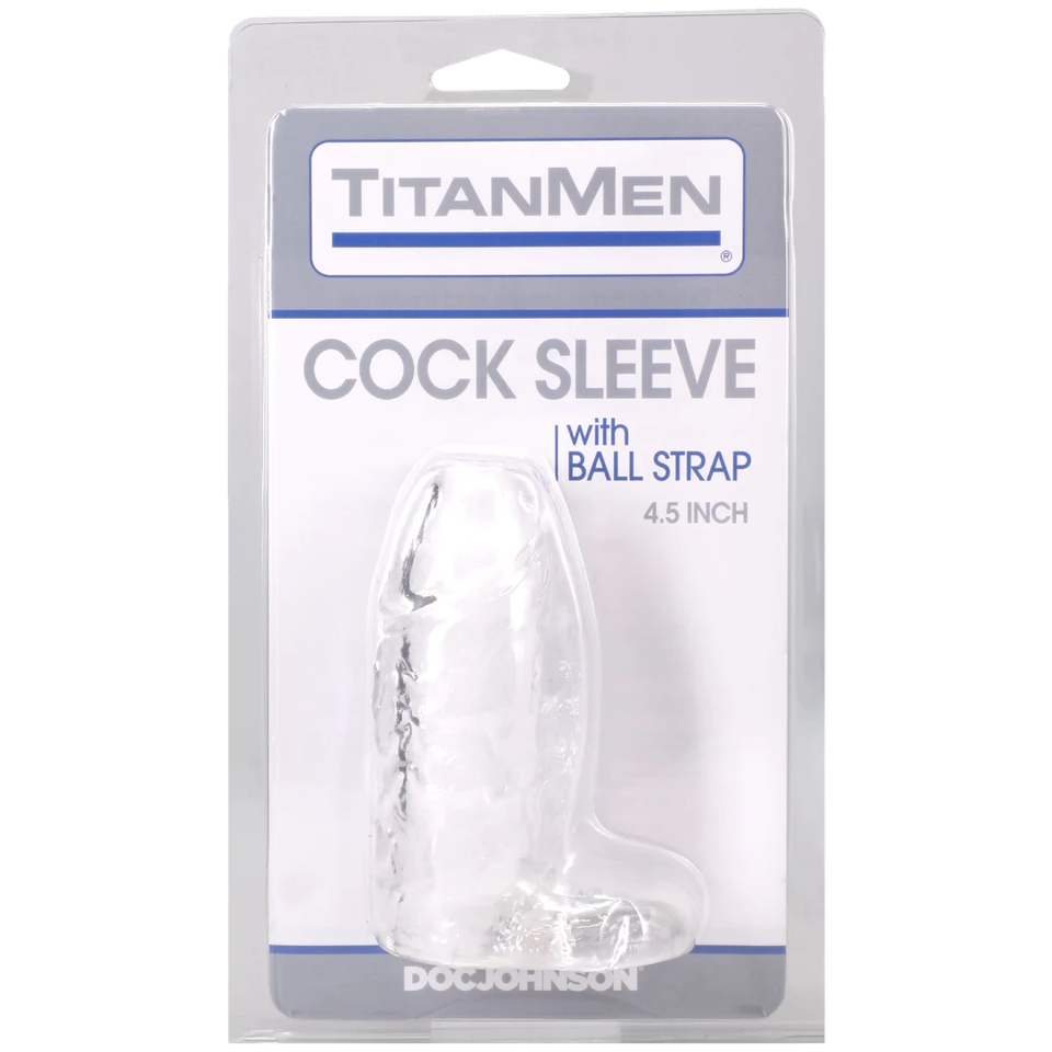 Titanmen - Cock Sleeve With Ball Strap - 4.5 Inch Clear