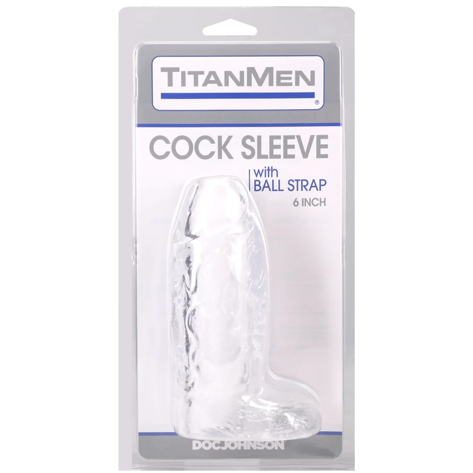 Titanmen - Cock Sleeve With Ball Strap - 6 Inch Clear