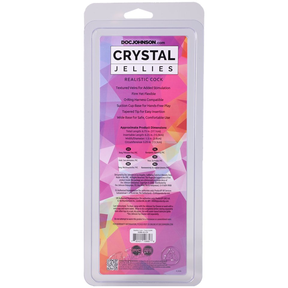 Crystal Jellies - Realistic Cock - 7 Inch Clear