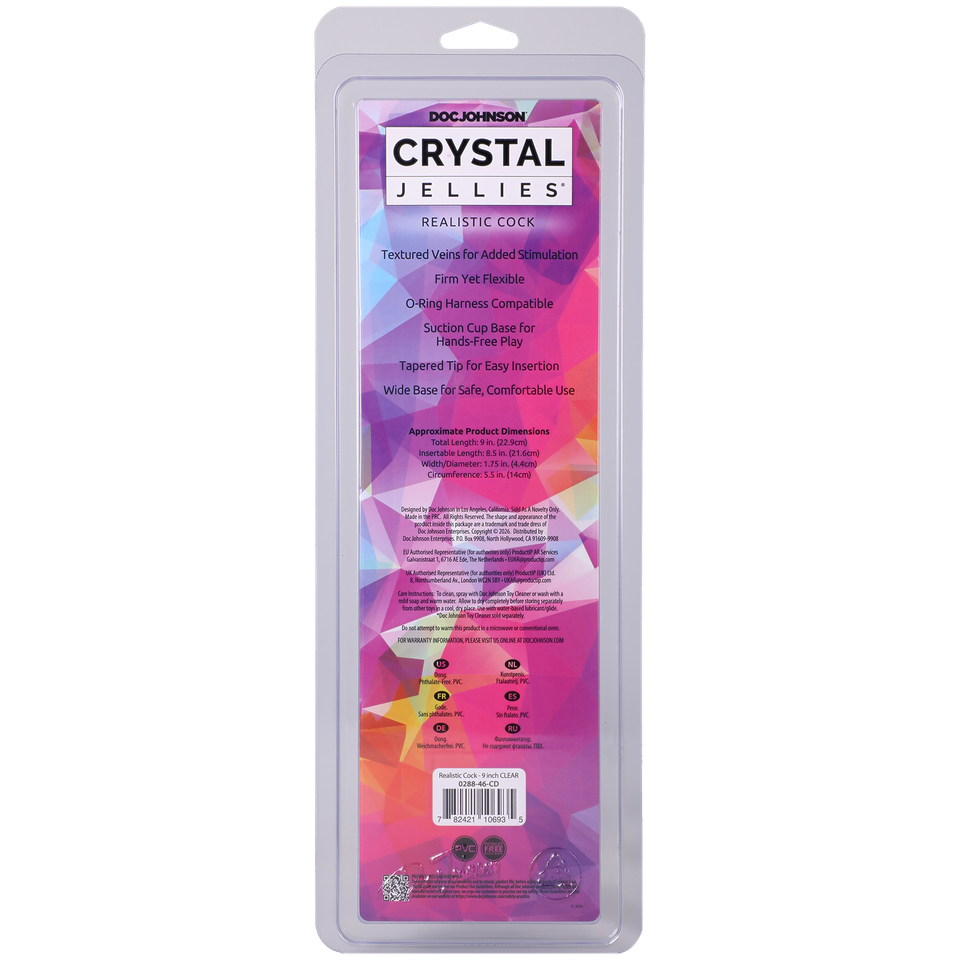 Crystal Jellies - Realistic Cock - 9 Inch Clear