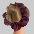 Extra Large Burgundy Royal Micro Satin Scrunchie. Shop Tuhil Threads hair accessories.