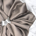 Extra Large Taupe Royal Micro Satin Scrunchie. Shop Tuhil Threads hair accessories.