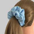 Large Sky Blue Royal Micro Satin Scrunchie. Shop Tuhil Threads hair accessories.