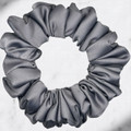 Grey Satin Scrunchie - Small