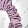 Tuhil Threads Small Lilac Royal Micro Satin Scrunchie. Luxurious small satin hair tie for a gentle, stylish hold. Shop Tuhil Threads hair accessories