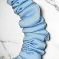 Tuhil Threads X-Small Sky Blue Royal Micro Satin Scrunchie. Luxurious extra small satin hair tie for a gentle, stylish hold. Shop Tuhil Threads hair accessories