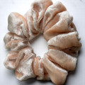 Tuhil Threads Large Peach Velvet Scrunchie. Soft, rich large velvet hair tie for an elegant, gentle hold. Shop Tuhil Threads hair accessories.