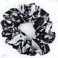 Black & Ivory Floral Printed Chiffon Scrunchie- Medium