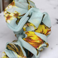 Tuhil Threads Large Sky Blue Artistic Floral Print Chiffon Scrunchie.Shop Tuhil Threads hair accessories.