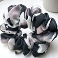 Tuhil Threads Large Monochrome Abstract Silky Satin Scrunchie. Shop Tuhil Threads hair accessories.