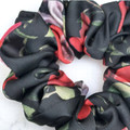 Tuhil Threads Regular Black & Red Bold Floral Silky Satin Scrunchie. Shop Tuhil Threads hair accessories.