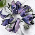 Tuhil Threads Medium Cool Tone Abstract Floral Silky Satin Scrunchie. Shop Tuhil Threads hair accessories.
