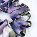 Tuhil Threads Medium Cool Tone Abstract Floral Silky Satin Scrunchie. Shop Tuhil Threads hair accessories.