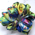 Tuhil Threads Medium Vibrant Abstract Silky Satin Scrunchie. Shop Tuhil Threads hair accessories.