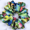 Tuhil Threads Medium Vibrant Abstract Silky Satin Scrunchie. Shop Tuhil Threads hair accessories.