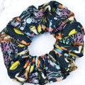 Tuhil Threads Medium Navy Bird & Sea Life Print John Louden Cotton Scrunchie. Shop Tuhil Threads hair accessories.