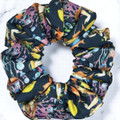 Tuhil Threads Medium Navy Bird & Sea Life Print John Louden Cotton Scrunchie. Shop Tuhil Threads hair accessories.