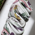 Tuhil Threads Medium White Whimsical Celebration Print John Louden Cotton Scrunchie. Shop Tuhil Threads hair accessories.
