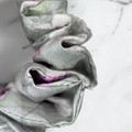 Tuhil Threads Medium Grey & Purple Abstract Floral John Louden Cotton Lawn Scrunchie. Shop Tuhil Threads hair accessories.