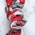 Tuhil Threads Medium Red, White & Grey Koala Print Polycotton Scrunchie. Shop Tuhil Threads hair accessories.