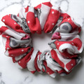 Tuhil Threads Medium Red, White & Grey Koala Print Polycotton Scrunchie. Shop Tuhil Threads hair accessories.