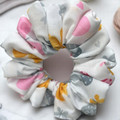 Tuhil Threads Medium White Butterfly & Leaf Print Polycotton Scrunchie. Shop Tuhil Threads hair accessories.